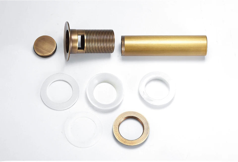 Antique Brass Pop Up Drain Bathroom Sink Push Down Pop Up Stopper