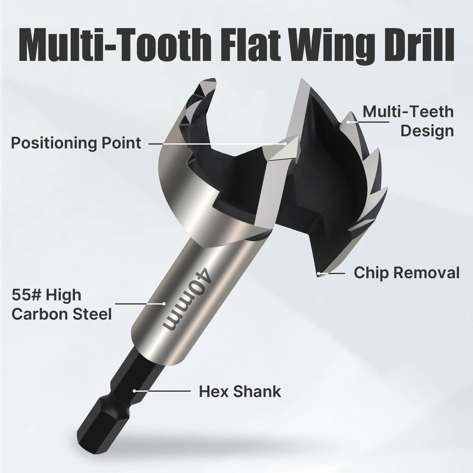 6-40mm 6.35mm Hex Shank High Carbon Steel Boring Drill Bit Carpenter