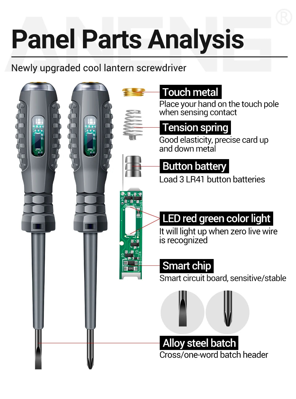 ANENG B05 Word/cross Screwdrivers Neon Bulb Indicator Meter Electric