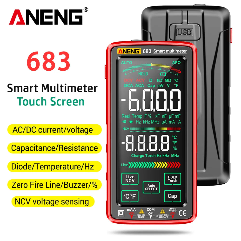 ANENG 683 Smart Multimeter Rechargeable High-end Touch 6000 Counts