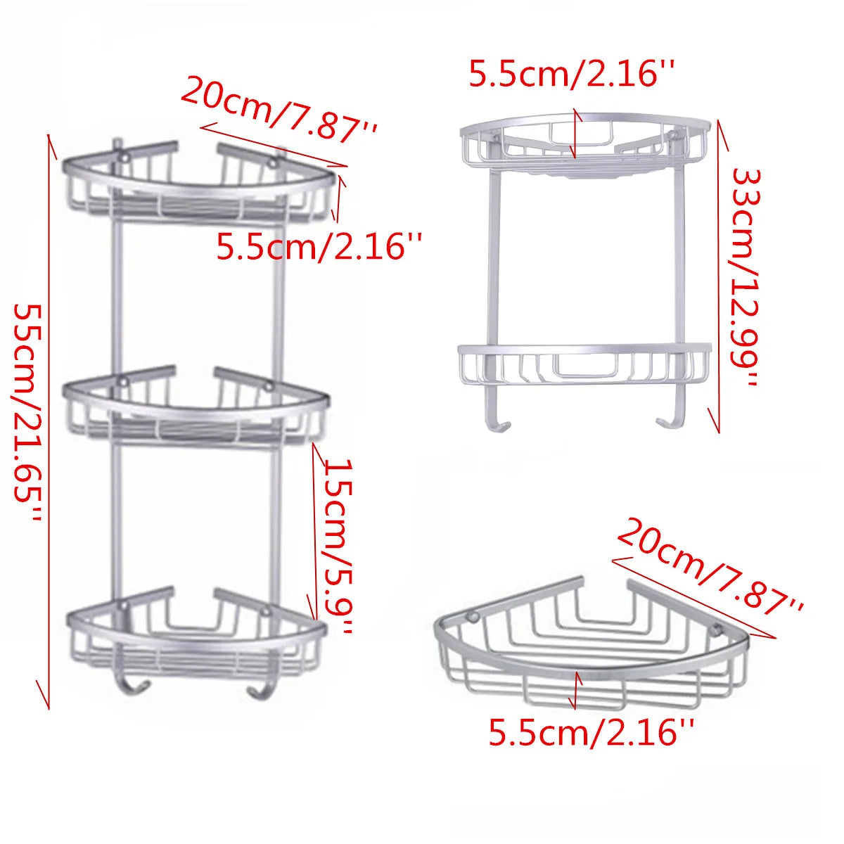 Bathroom Shelves Aluminum Shower Triangular Rack Storage Corner Shelf
