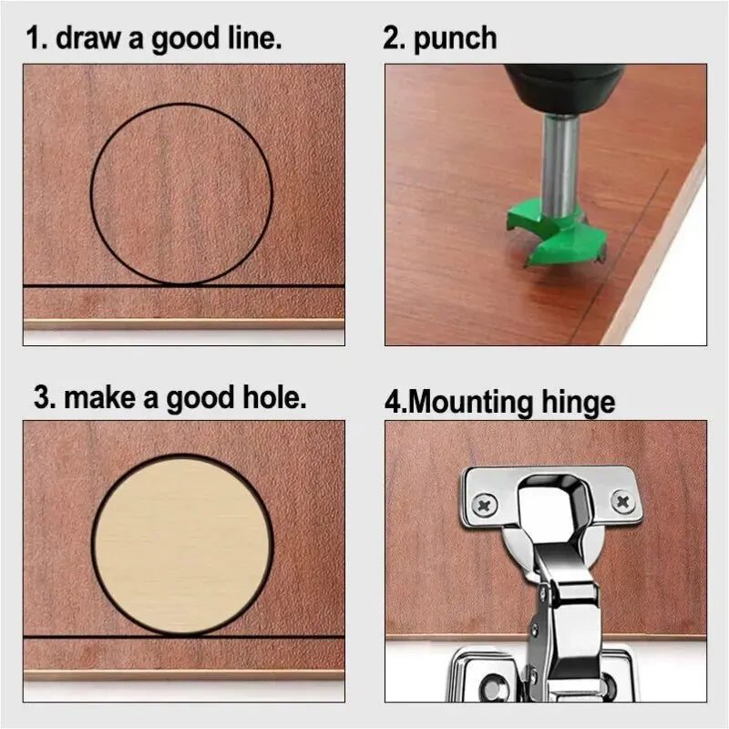 35mm Hinge Hole Drilling Guide Locator Hinge Drilling Jig Drill Bits