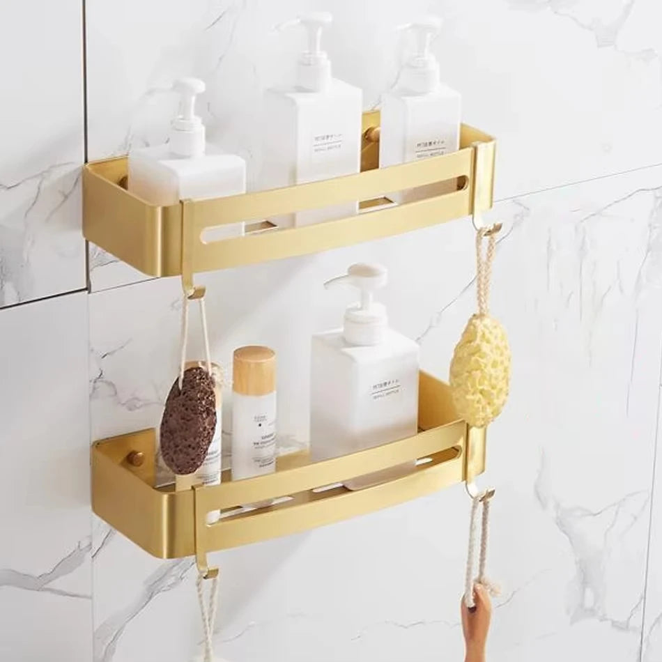 Bathroom Shelf Corner shelf Bath Storage Holder Wall Mounted Brushed