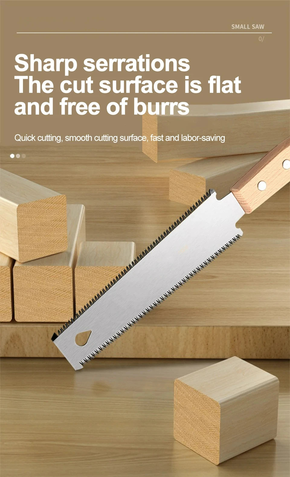 Japanese Style Hand Saw Non-slip Wooden Handle Pull Saw Flush Cut Saw