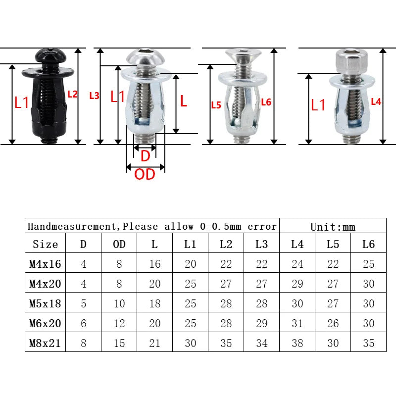 20/30/50Pcs Petal Shape Rivet Nut Screw Bolt Kit Expansion Metal