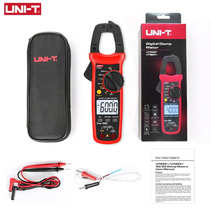 UNI T AC Current Clamp Meter UT204+ UT202A+ 600A Professional Digital