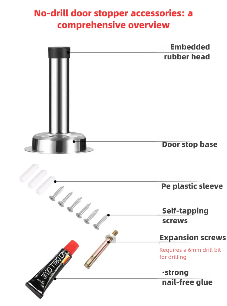 Drill-Free Silent Door Stopper - Extra Long & Thick Door Holder