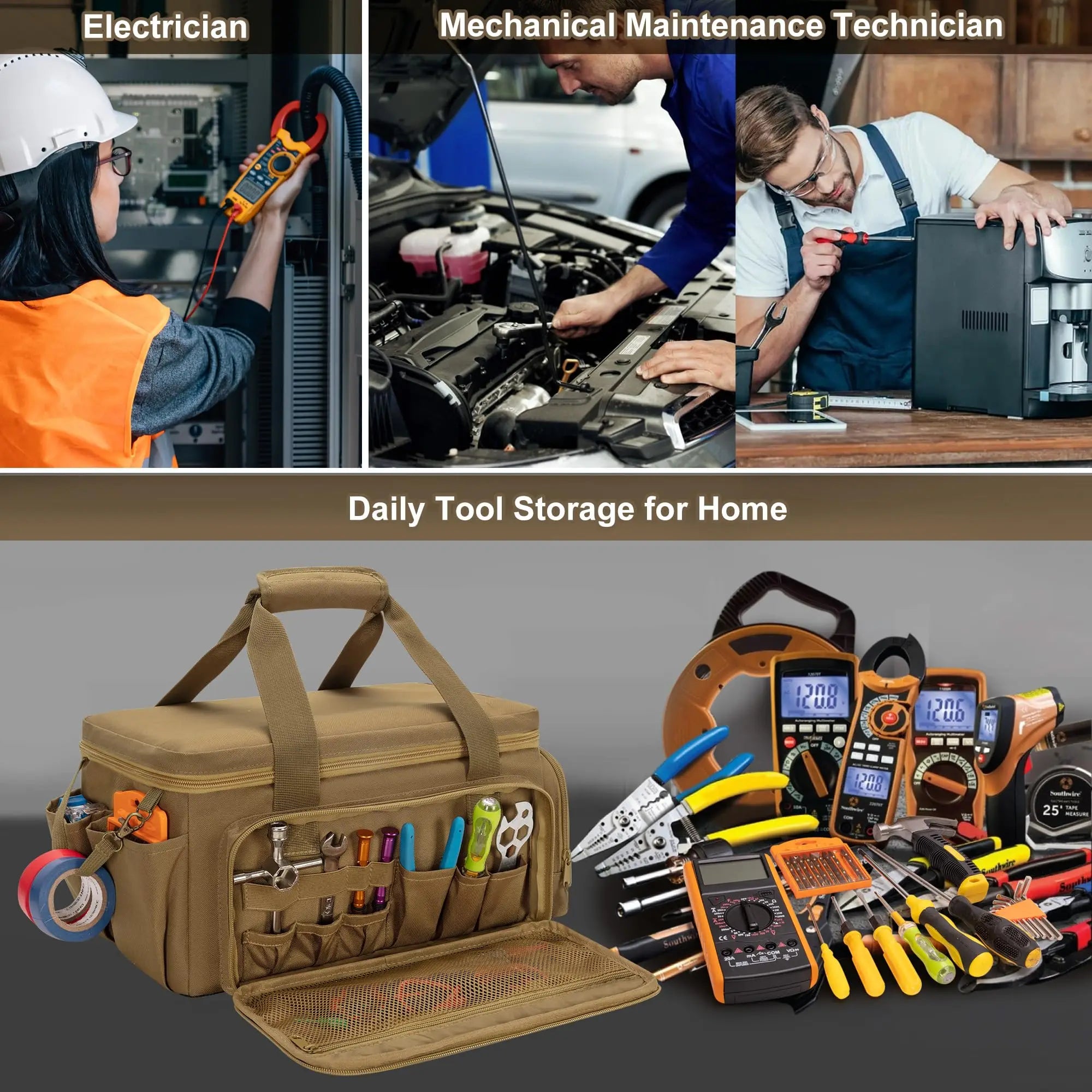 14inch Multifunctional Tool Bag Thickened Large Capacity Waterproofed