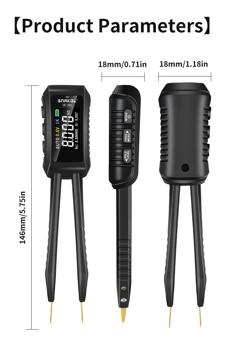 SNAKOL  Digital Tweezers Smart SMD Tester LCR ESR Professional LED