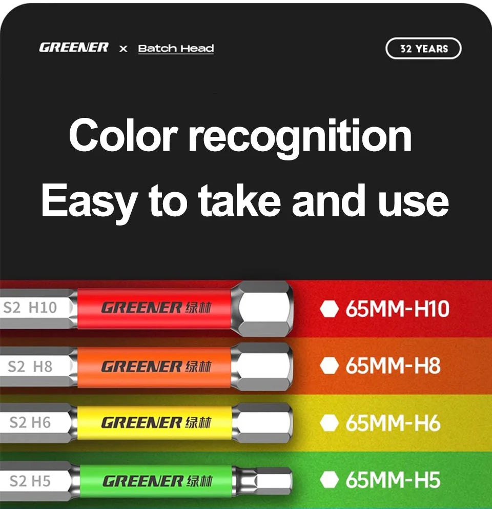 GREENERY Rainbow Hex Head Allen Wrench Screwdriver Bit Set S2