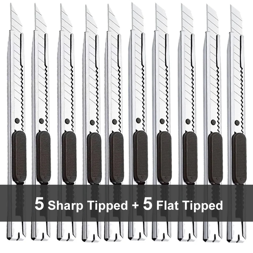 1/5/10Pcs Utility Knife Stainless Steel Paper Cut Box Cutter Tools