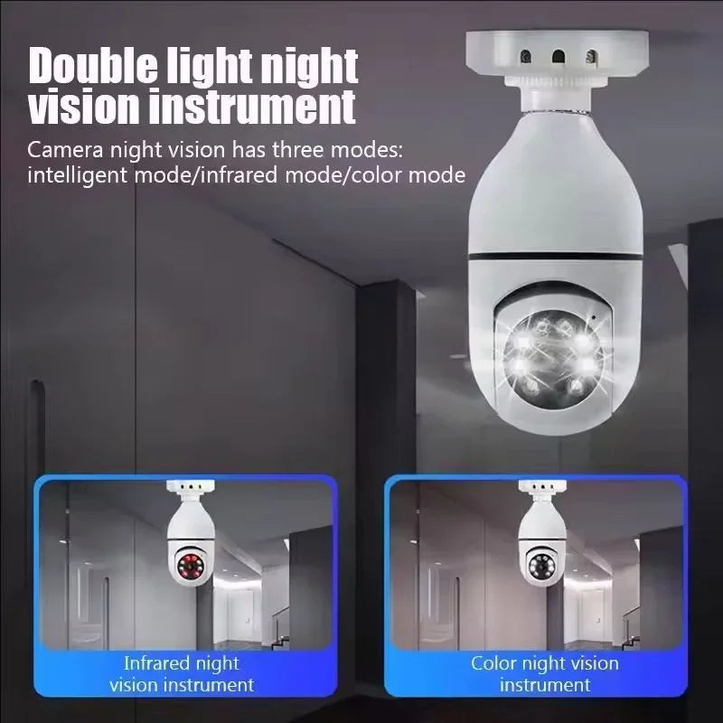 Bulb E27 Surveillance Camera Full Color Night Vision Automatic Human