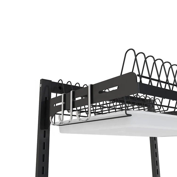 Wall-Mounted 3-Layer Stainless Steel Dish Drying Rack – Black