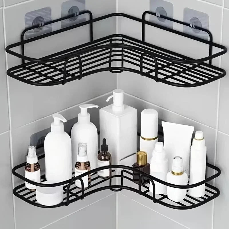 Bathroom Shelf Shampoo Storage Rack Holder Kitchen No Punching Tria...