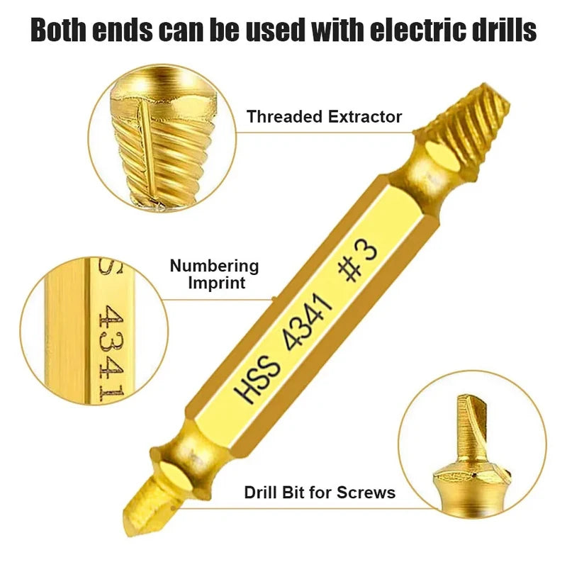 Hss S2/4341/CO Titanium Extractor Remover Drill Bit Disassemble