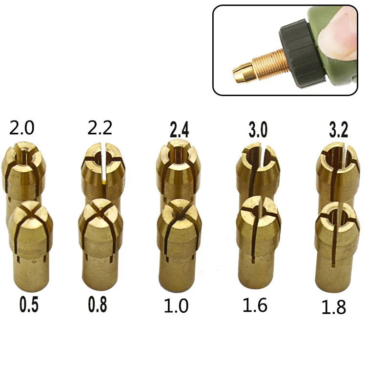 10Pcs Mini Drill Chucks Adapter 0.5mm-3.2mm Dremel Mini Drill Chucks