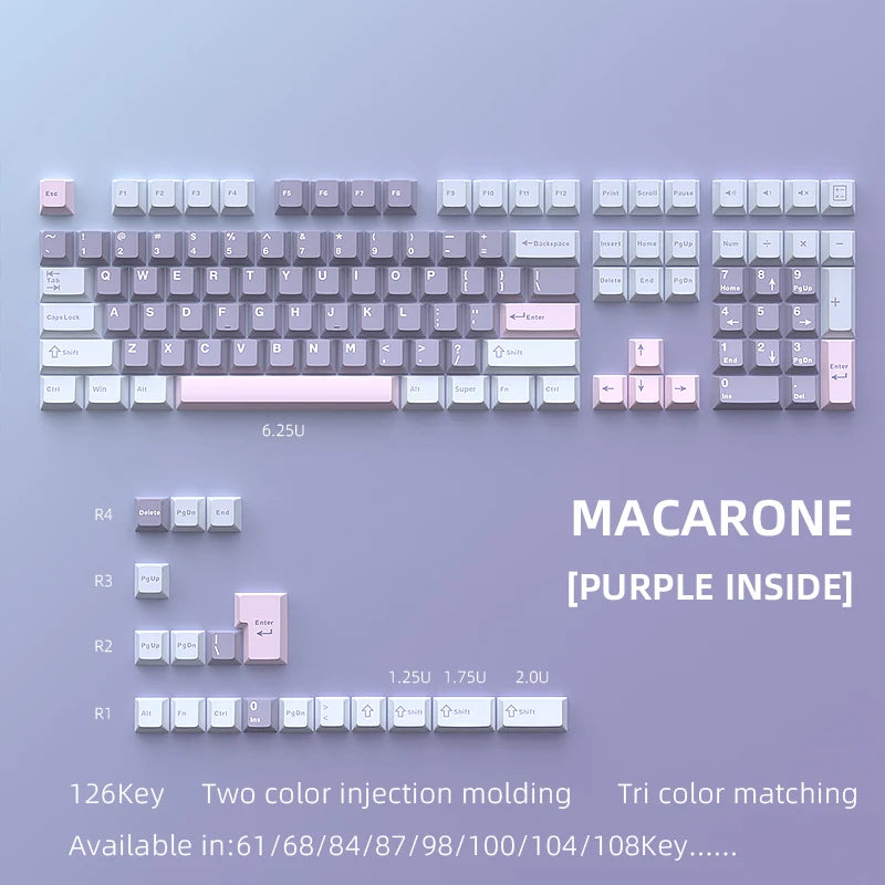126 Keys Double Shot PBT Cherry Keycaps Mechanical Game Keyboard