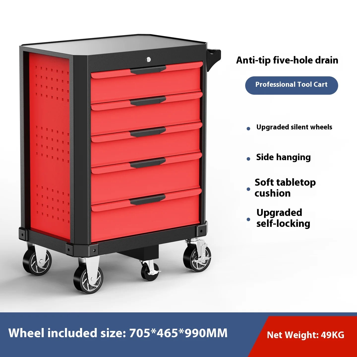 Heavy-Duty 7-Drawer Workshop Tool Cabinet with Lock