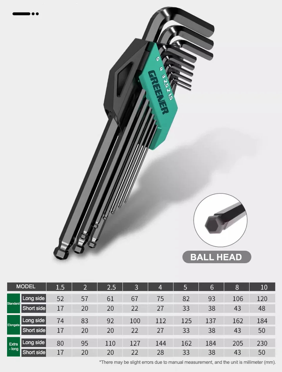 GREENERY Greener Extended Rainbow Wrench Allen Wrench Set Hex Wrench