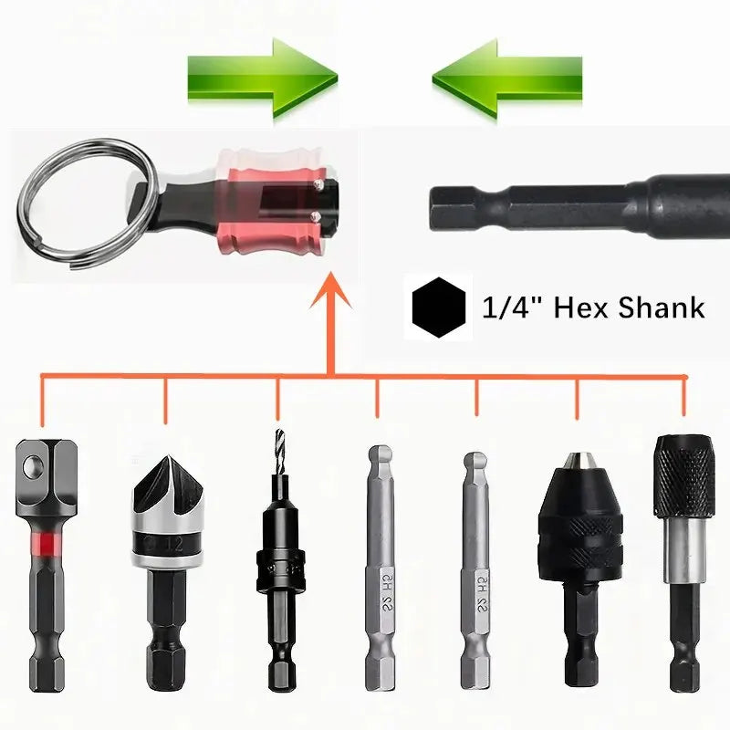 6 PCS 1/4 Inch Bit Holder Keychain, Hex Screwdriver Bits Holder