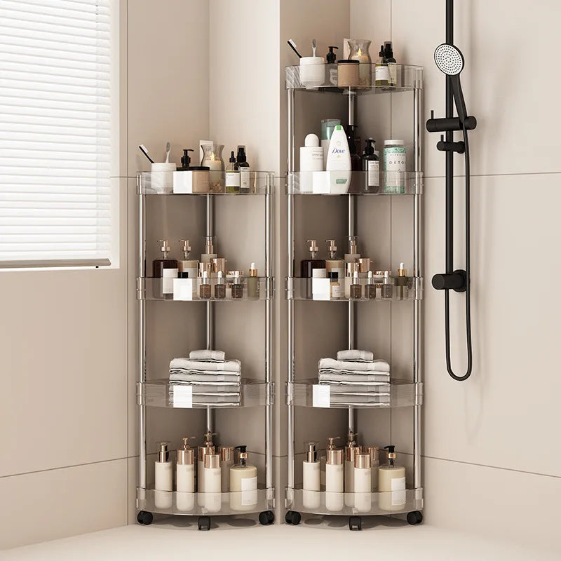 Household Corner Rack With Wheels Stainless Steel Multi-Layer Storage