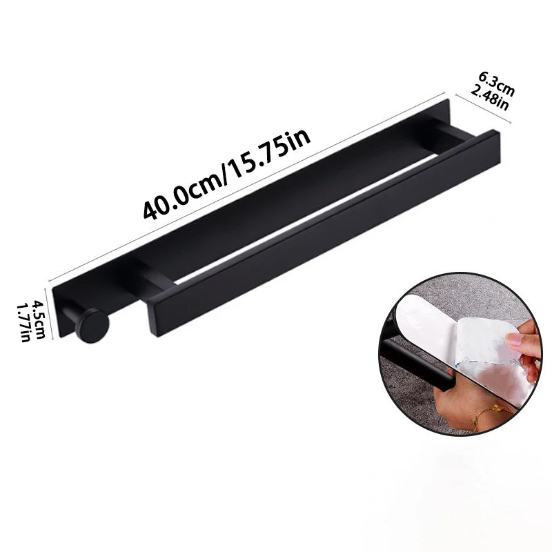40cm Self Adhesive Towel Rack With Hooks Stainless Steel Towel Holder