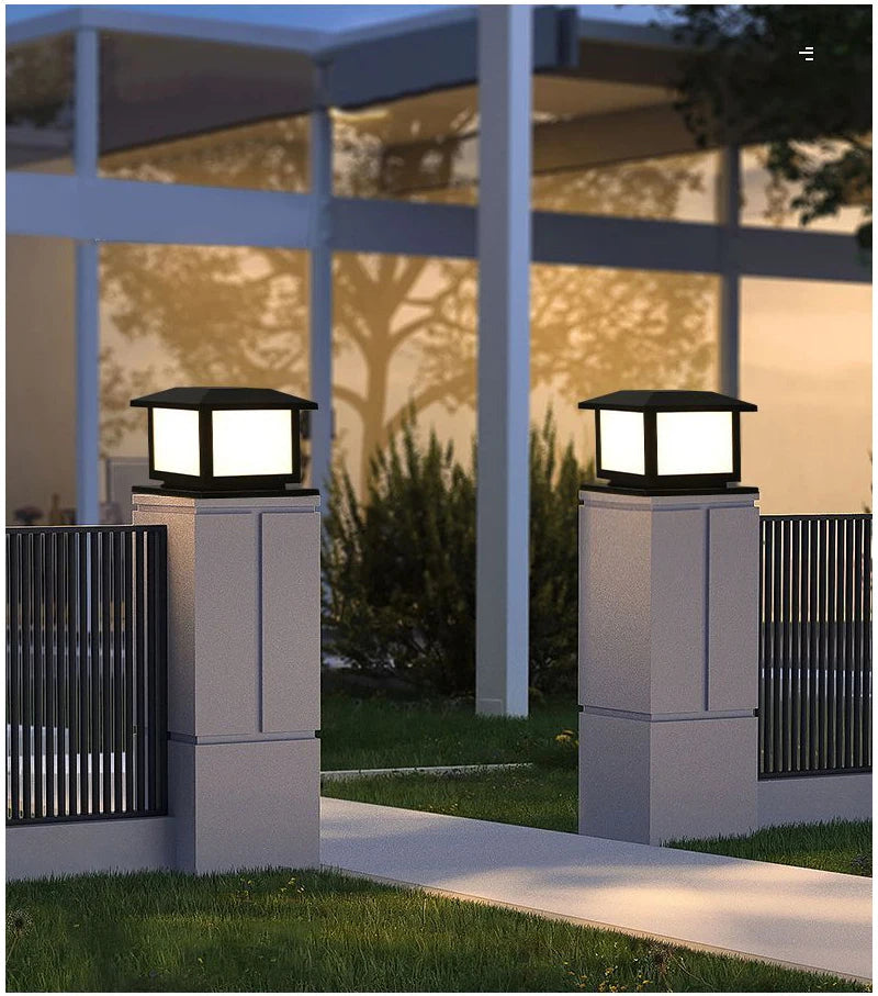 Timed LED Solar Outdoor Light Pillar Solar Lights Waterproof Thick