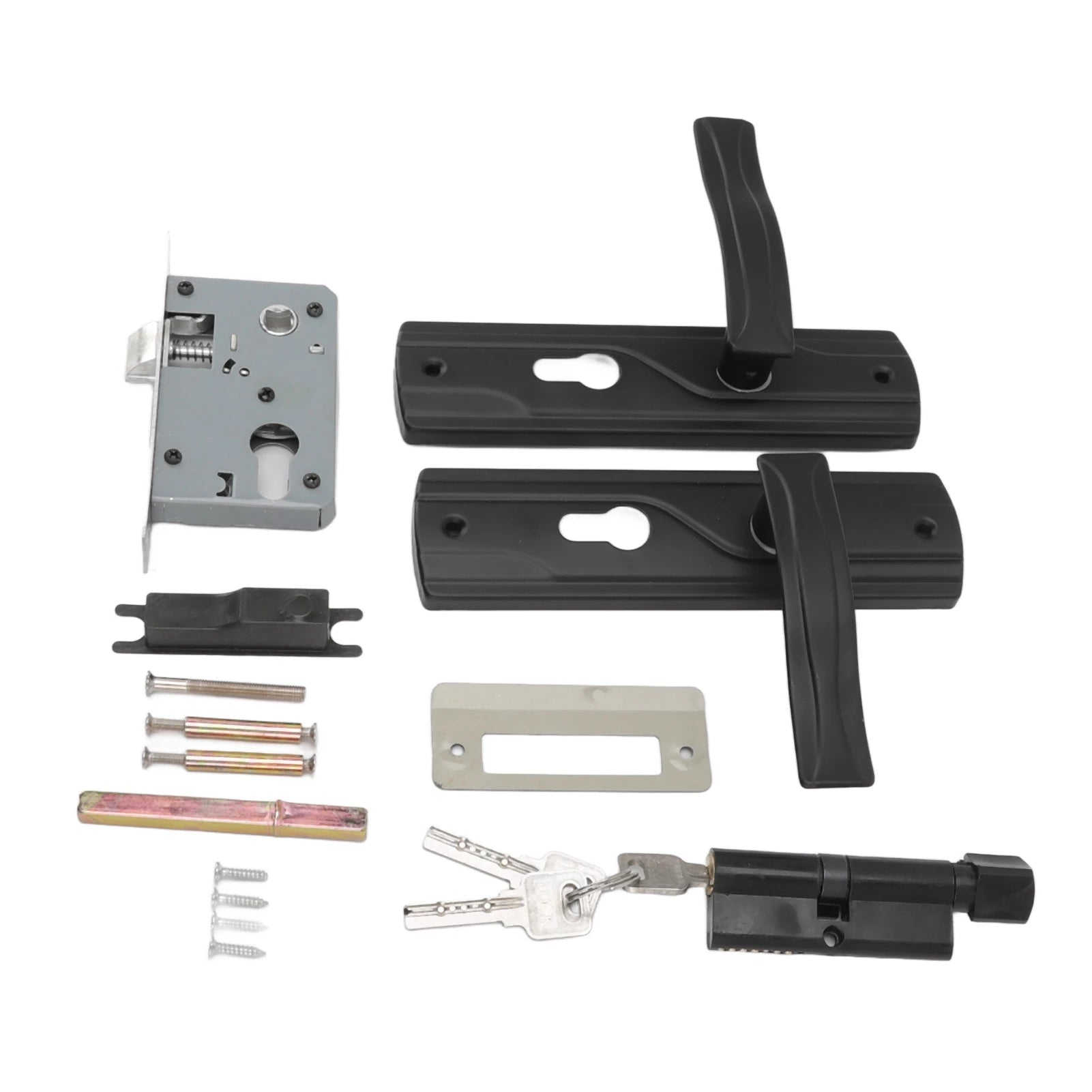 Door Handle Lock Keys Set Black Bedroom Door Lock Set Thickened