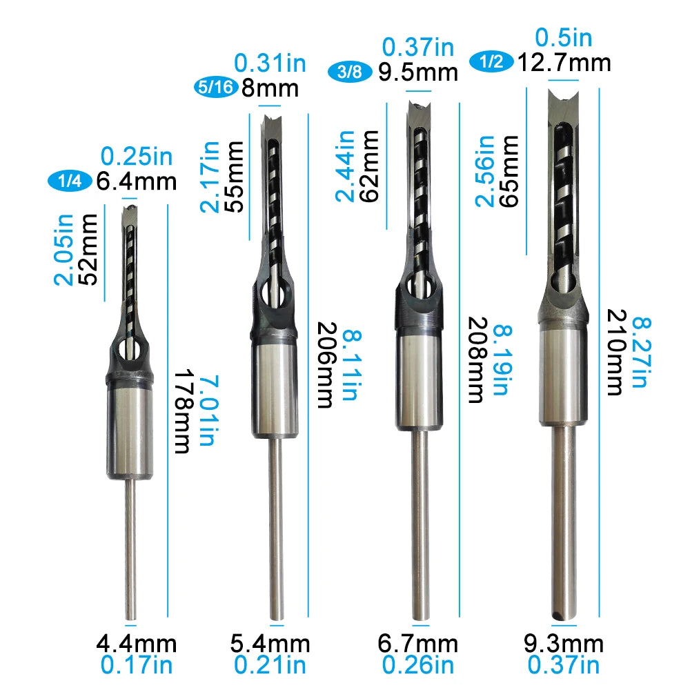 British System Woodworking Square Hole Drill DIY Woodworking Square
