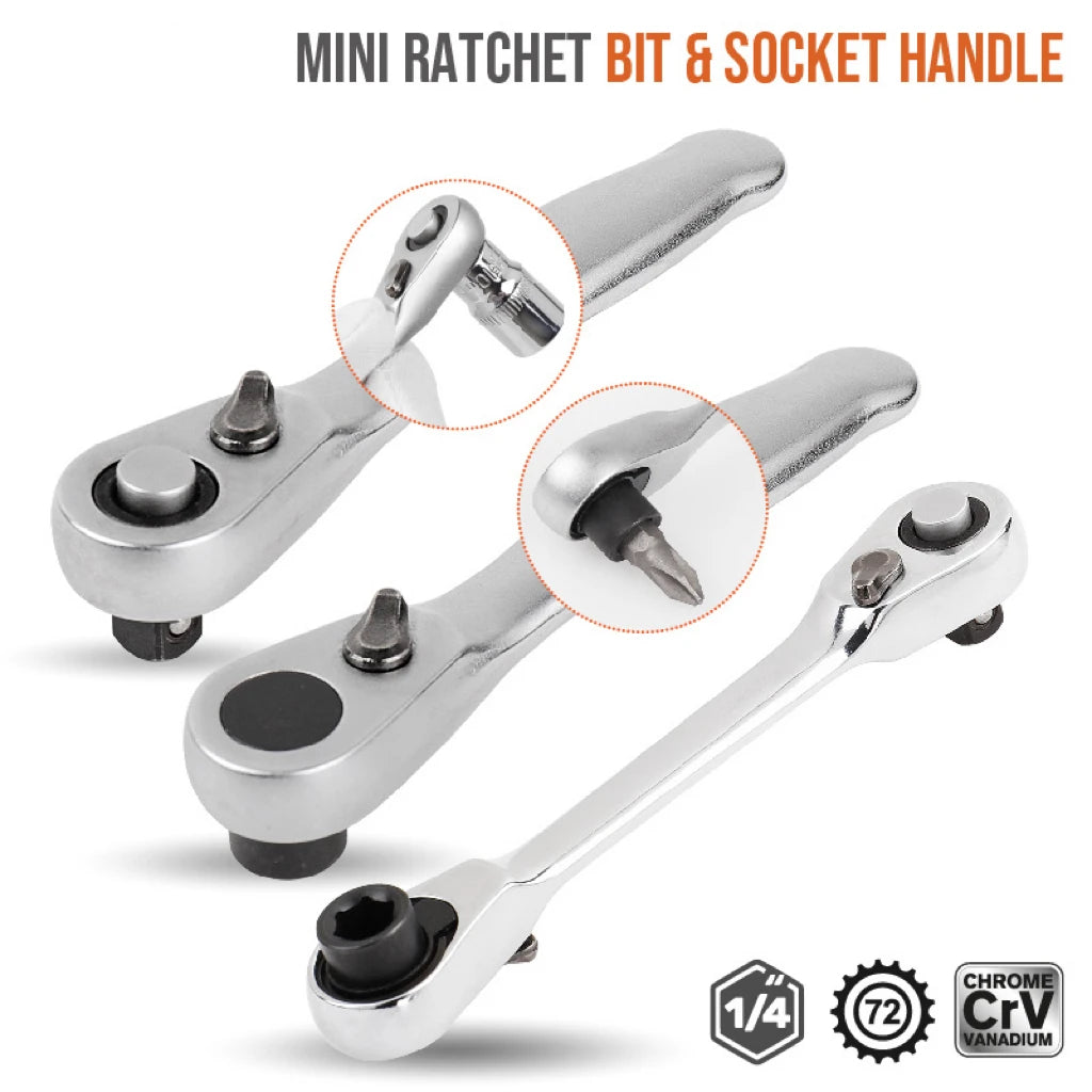 Mini treble 1/4 Ratchet Wrench Double Ended Quick Socket Ratchet