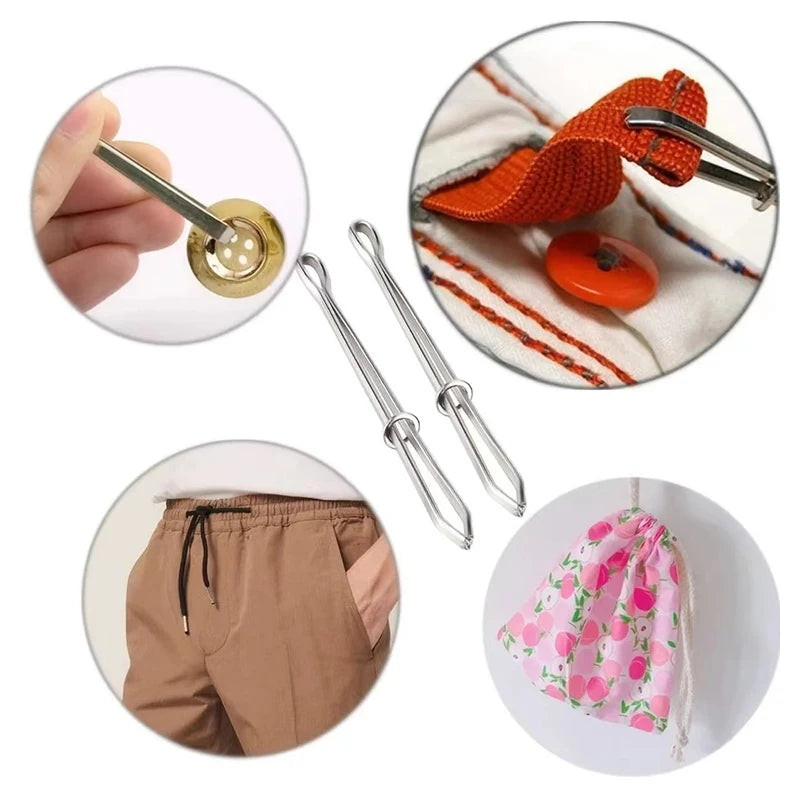 2pcs Stainless Steel Garment Clips Sewing DIY Tools Elastic Band Tape