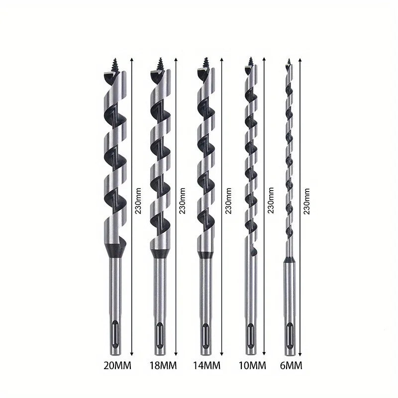 5-piece 230mm SDS Plus Round Shank 6 10 14 18 20mm Woodworking Metal