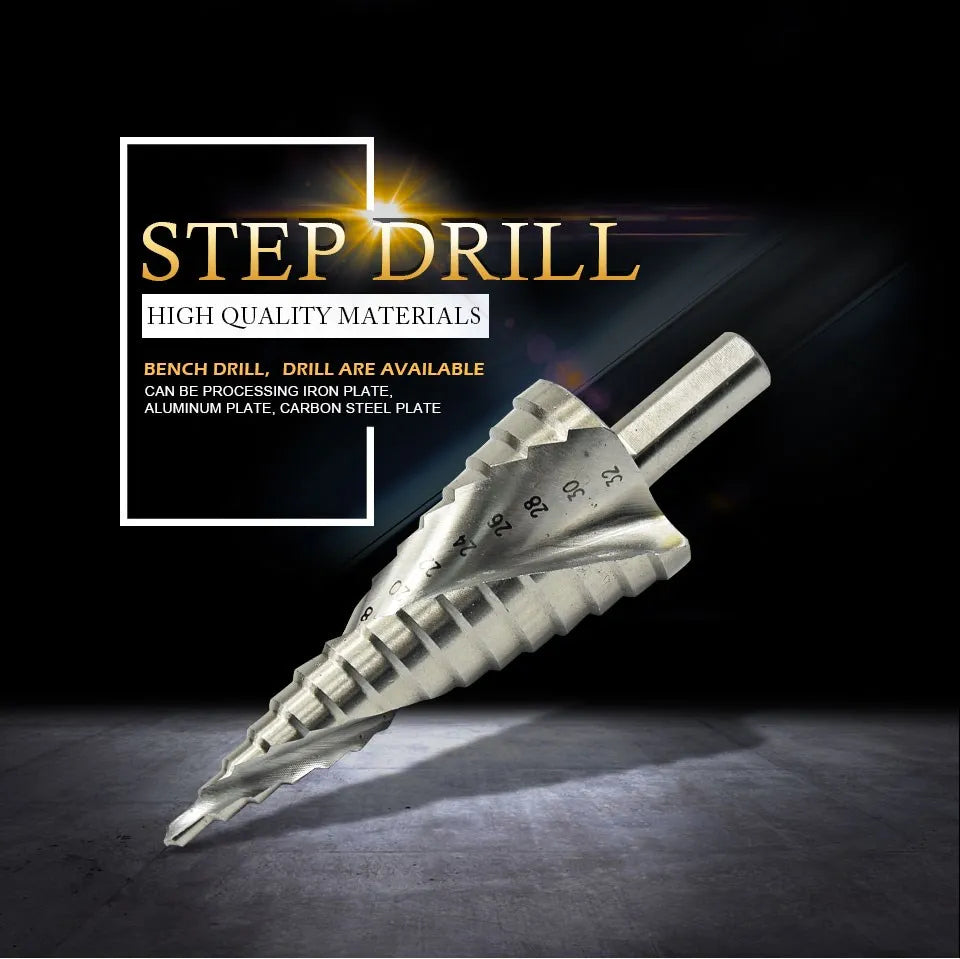 XCAN 1Pc 4-32 mm HSS Step Drill Bit Spiral Groove Step Cone Drill