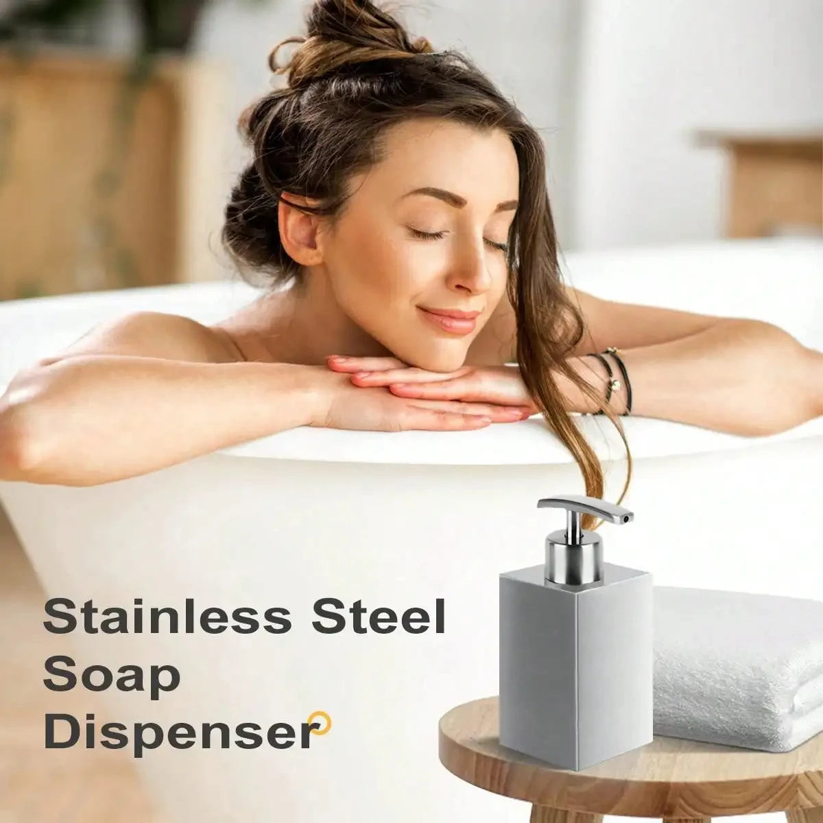 Leeseph Stainless Steel Soap Dispenser, Refillable Pump Bottles