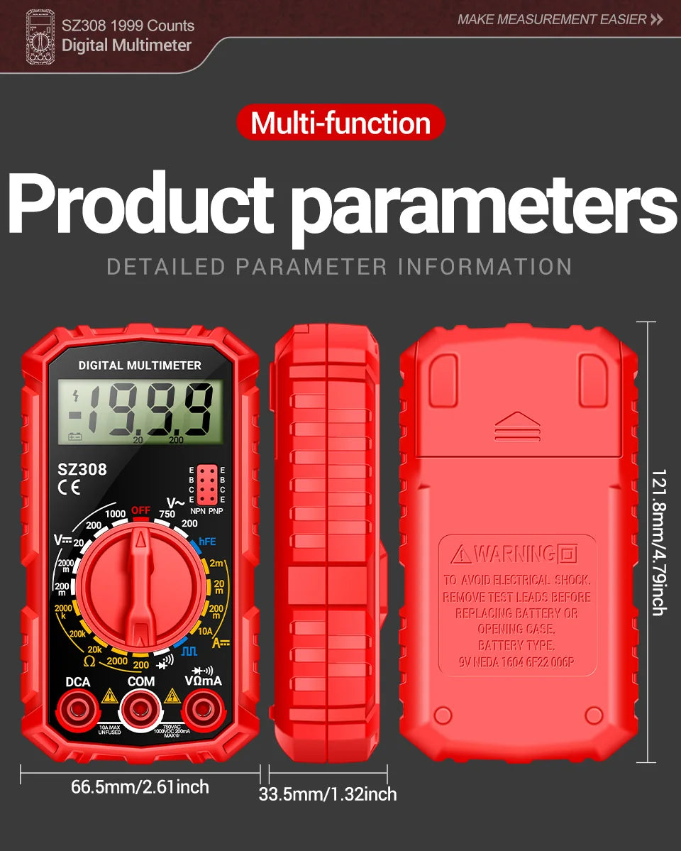 Multimeter Tester Pen Suit ANENG Multimeters 1999 Counts 24-250V