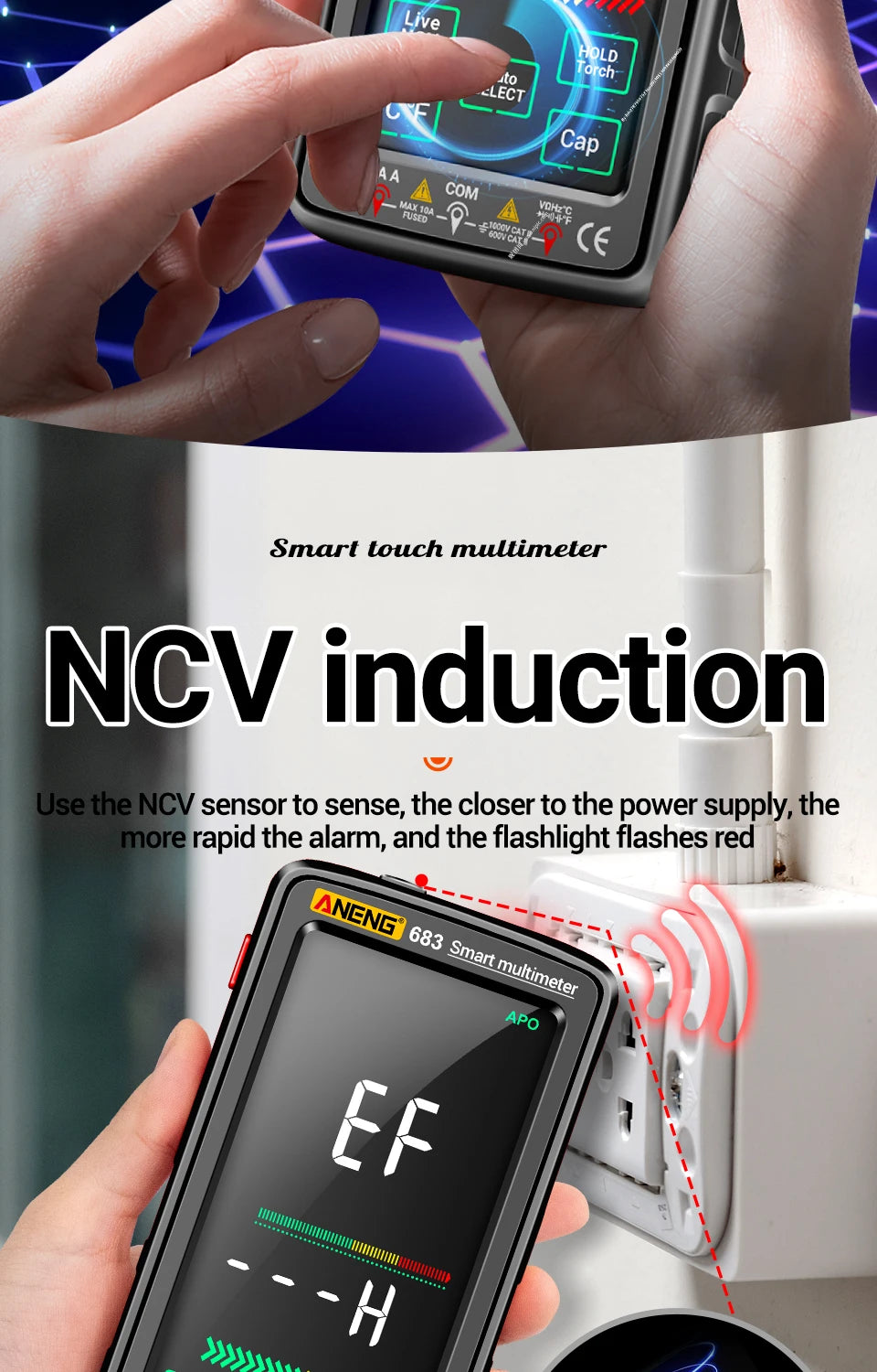 ANENG 683 Smart Multimeter Rechargeable High-end Touch 6000 Counts