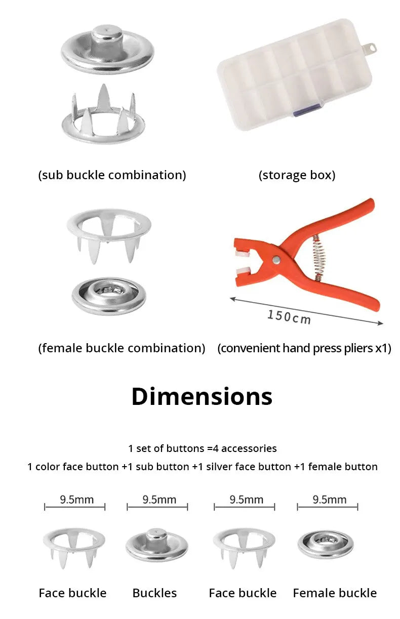 Snap Button Kit With Hand Pressure Pliers 50pcs Snaps
