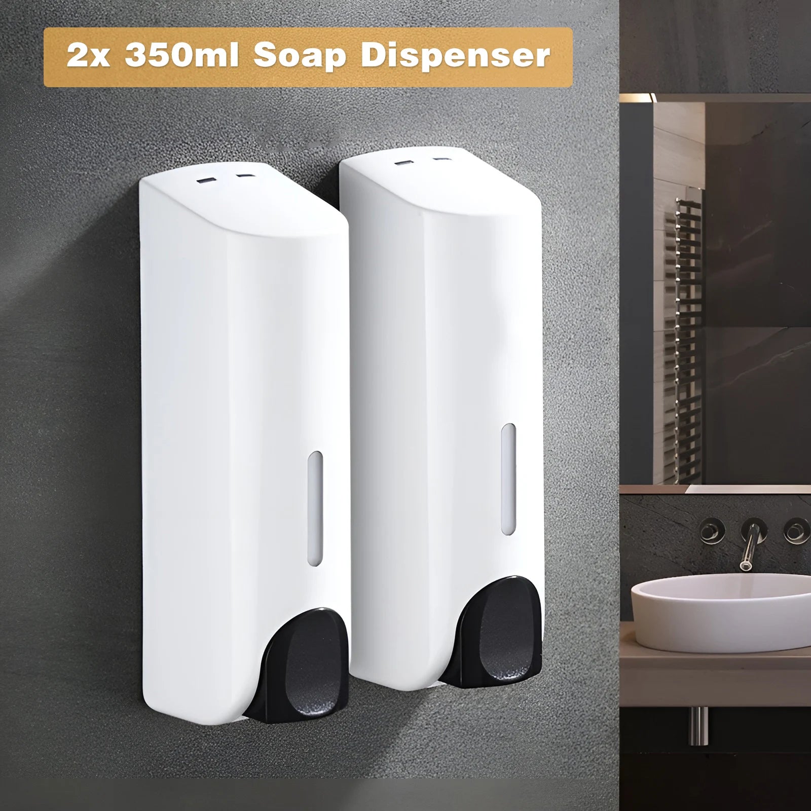 2*350ml Liquid Soap Dispenser, Wall Mounted Manual Press Dispenser ...