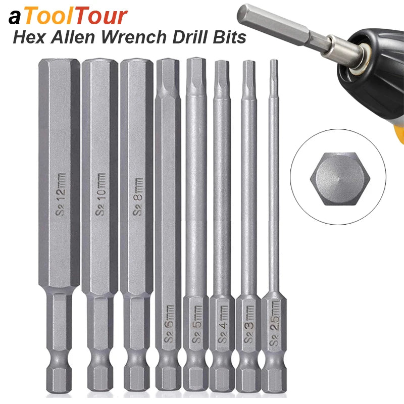 Hex Allen Wrench Bit Set Metric Imperial SAE Screwdriver Electric