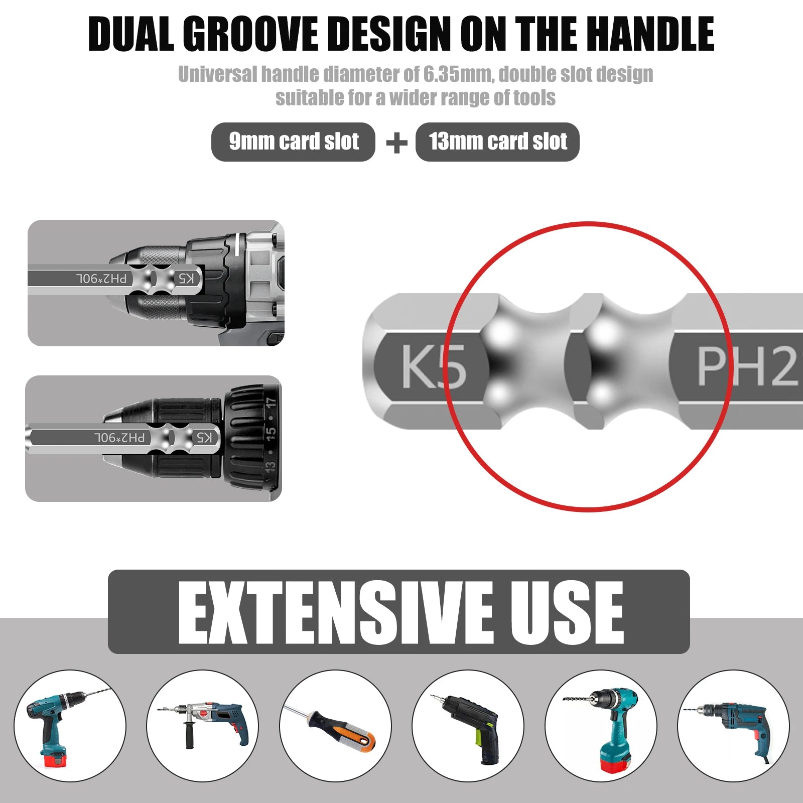 K5 High Magnetic Screwdriver Drill Bit Set Universal Anti-Slip Teeth