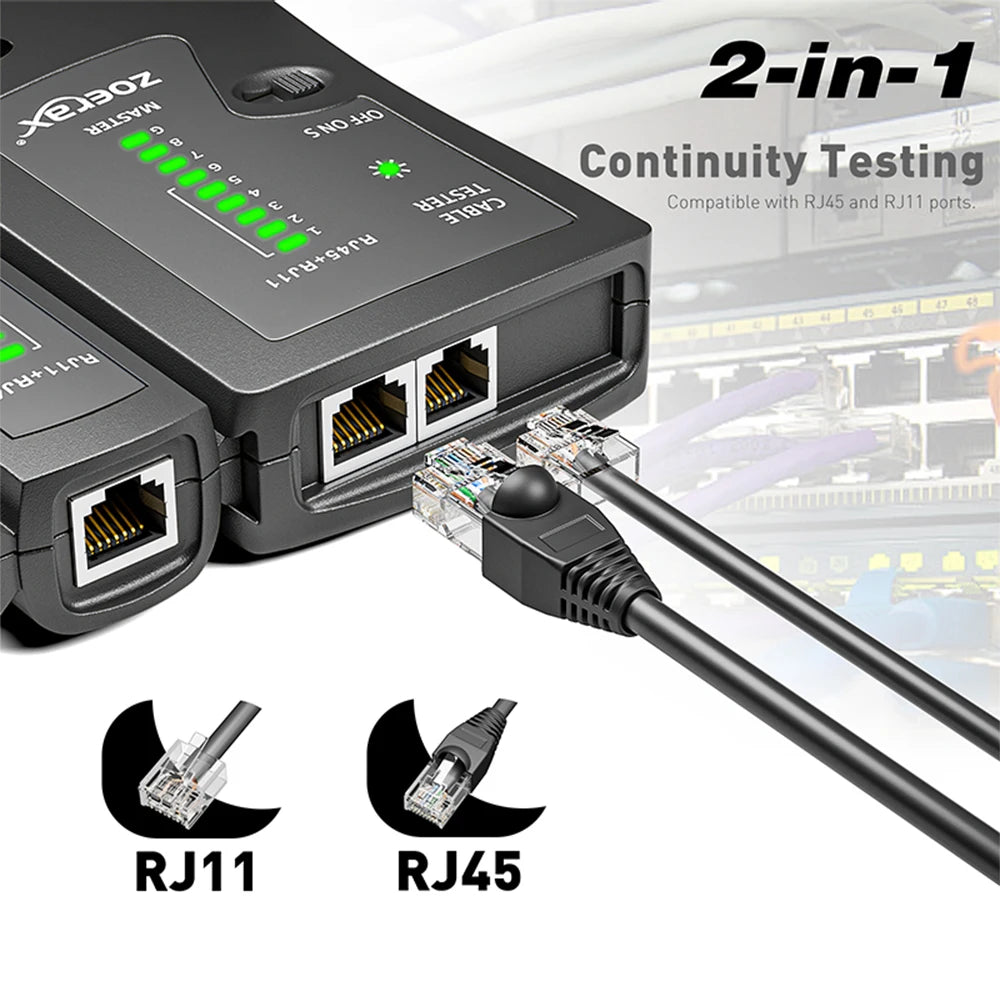 ZoeRax LAN Cable Tester – RJ45 Cat5/6/6A/7 UTP & RJ11/RJ12
