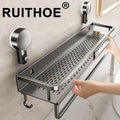 Suction Cup Bathroom Rack Bathroom Shelf Toilet Space Aluminum No D...