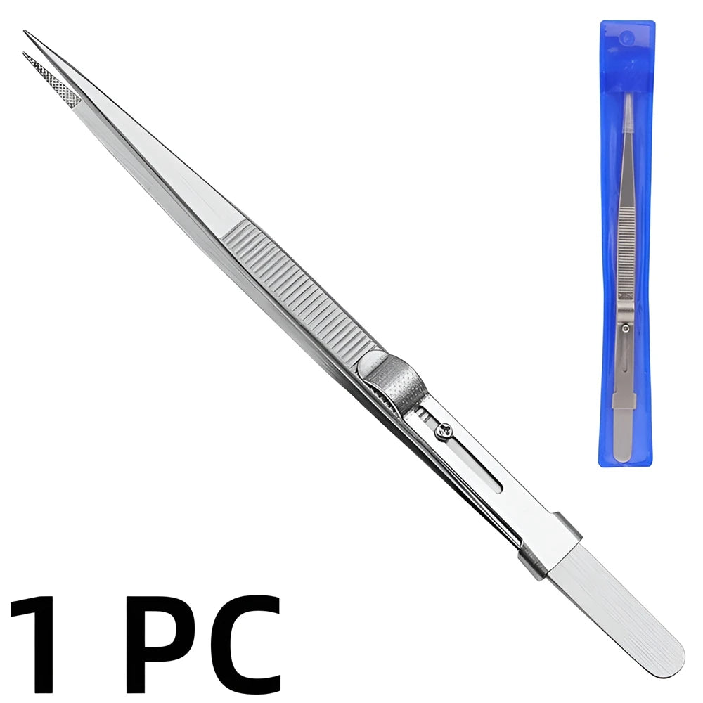 Professional Stainless Steel Tweezers Adjustable with Buckle Slide
