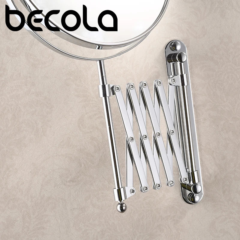 8 Inch 3X Magnifying Round Wall Make Up Mirror Two-Sided Retractable