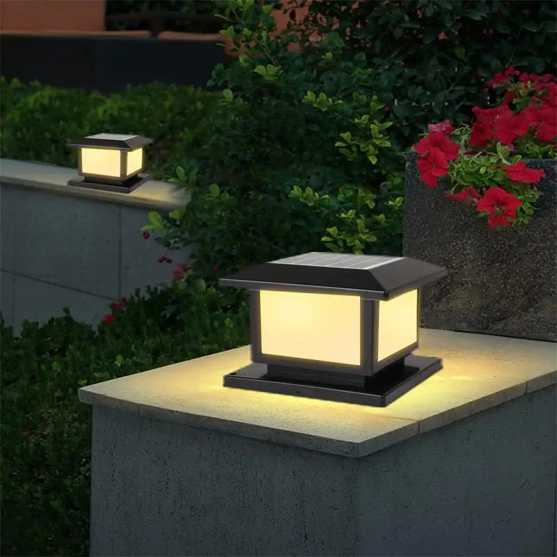 Timed LED Solar Outdoor Light Pillar Solar Lights Waterproof Thick