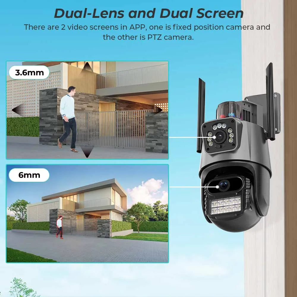 BESDER Wifi PTZ Camera 8MP Dual Screen IP Cam Outdoor Surveillance