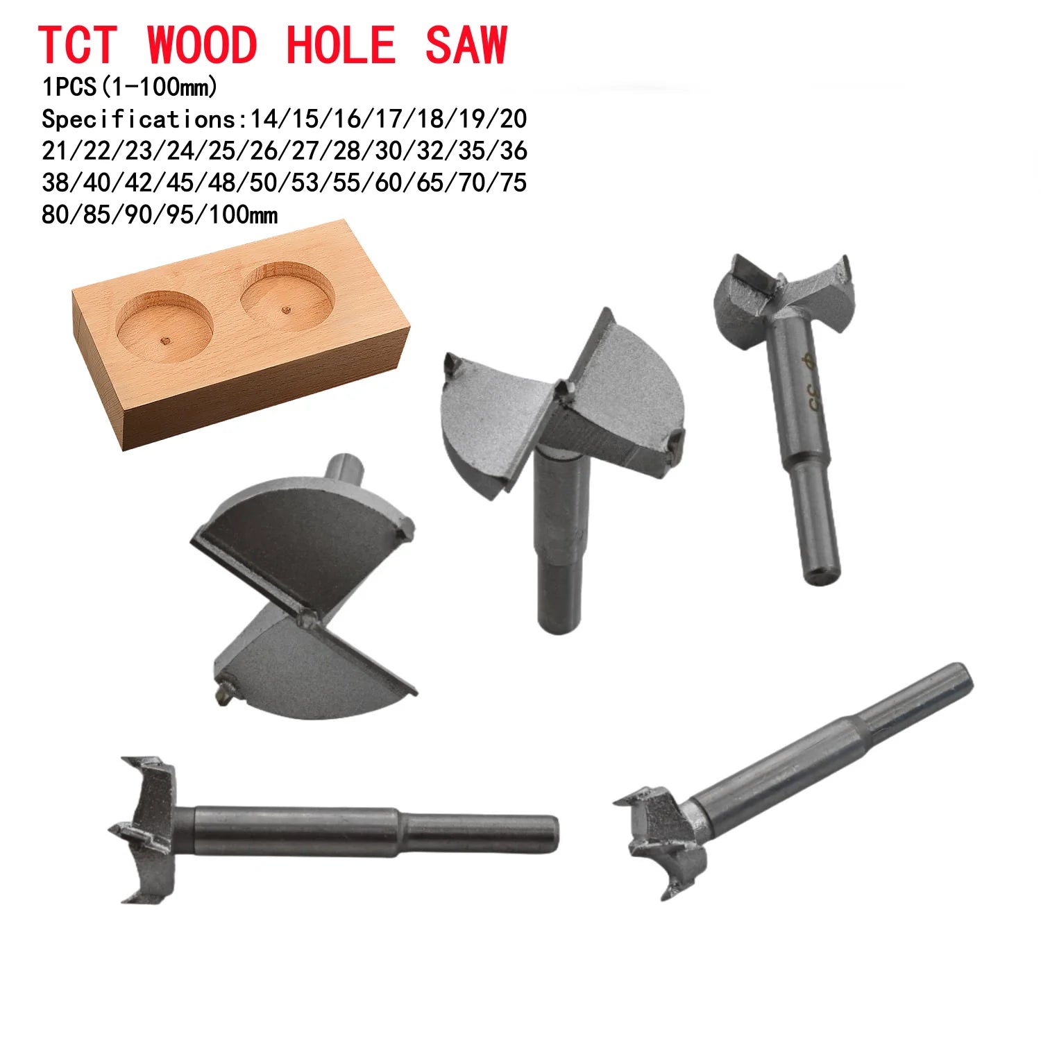 Carbide Woodworking Hole Saw — 15mm to 100mm Individual - View 1