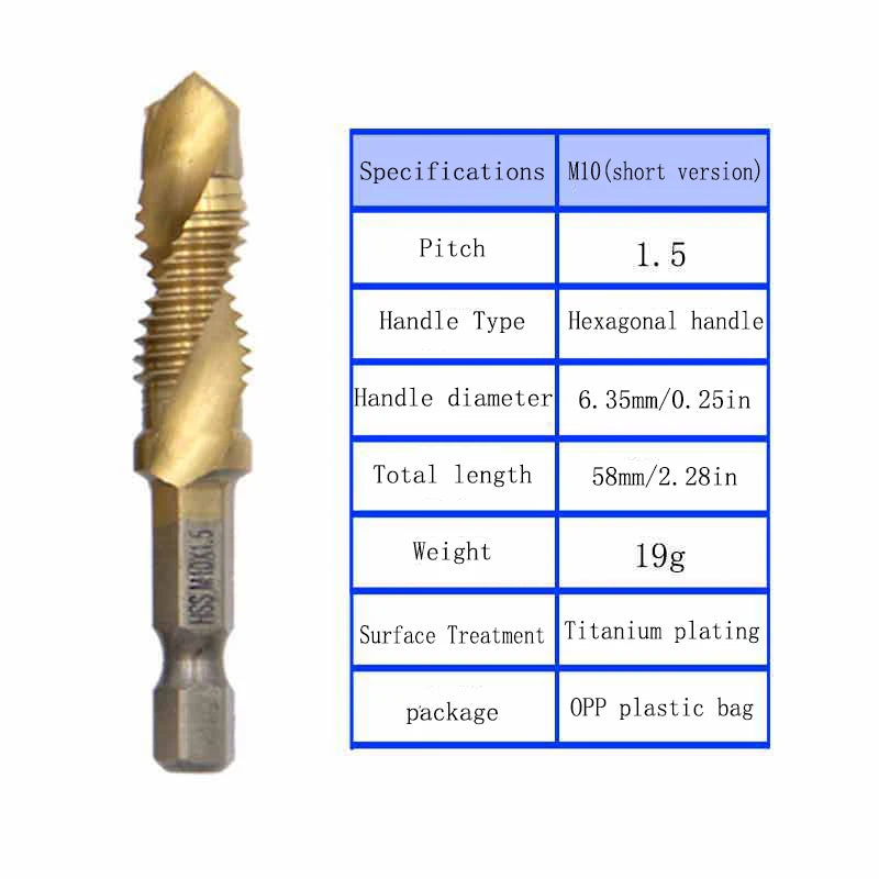 HSS Integrated Drill & Tap Bit — Spiral Composite Tap for Hand Dril
