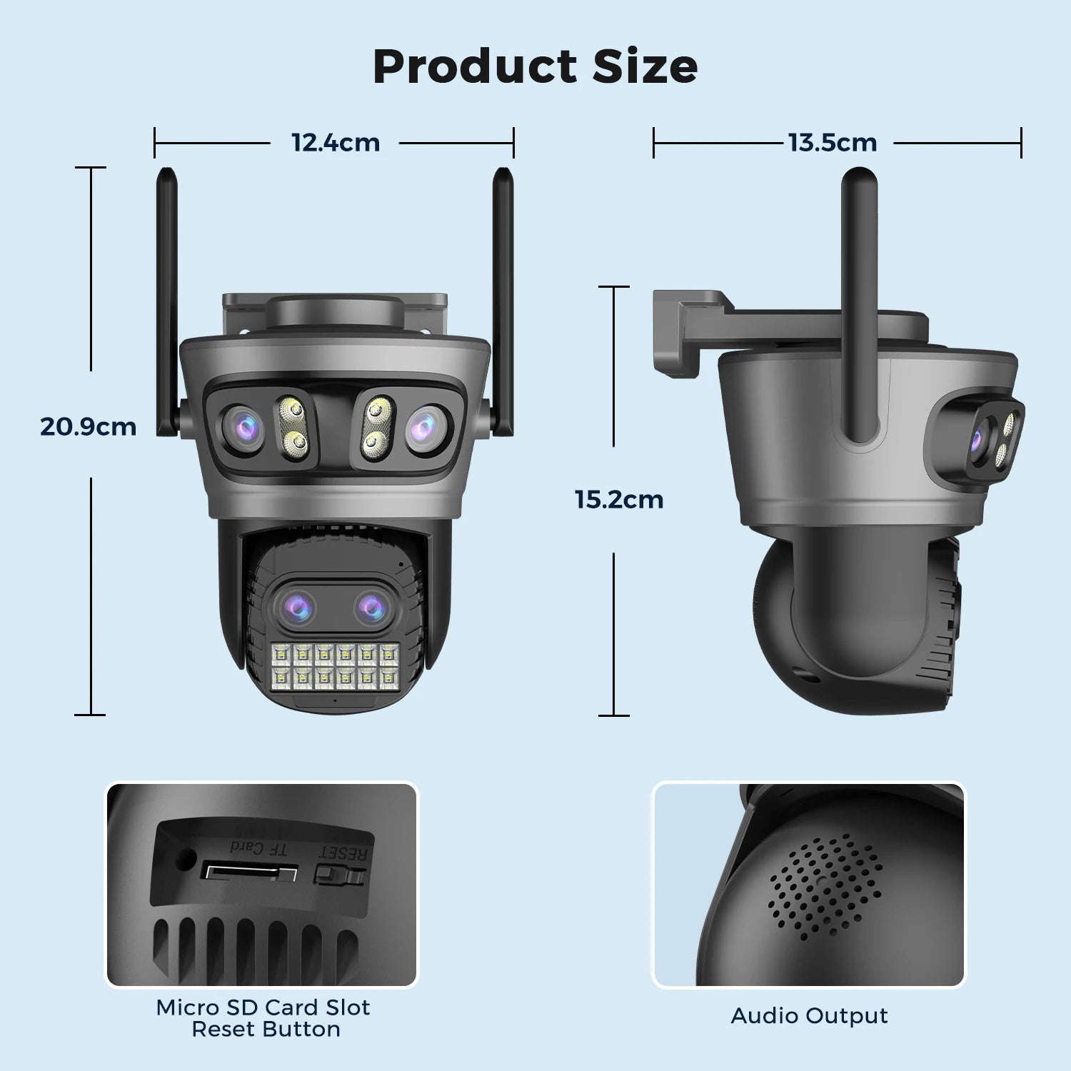 20MP Outdoors Wifi Camera 10K HD Three Lens Security 5G PTZ IP Camera