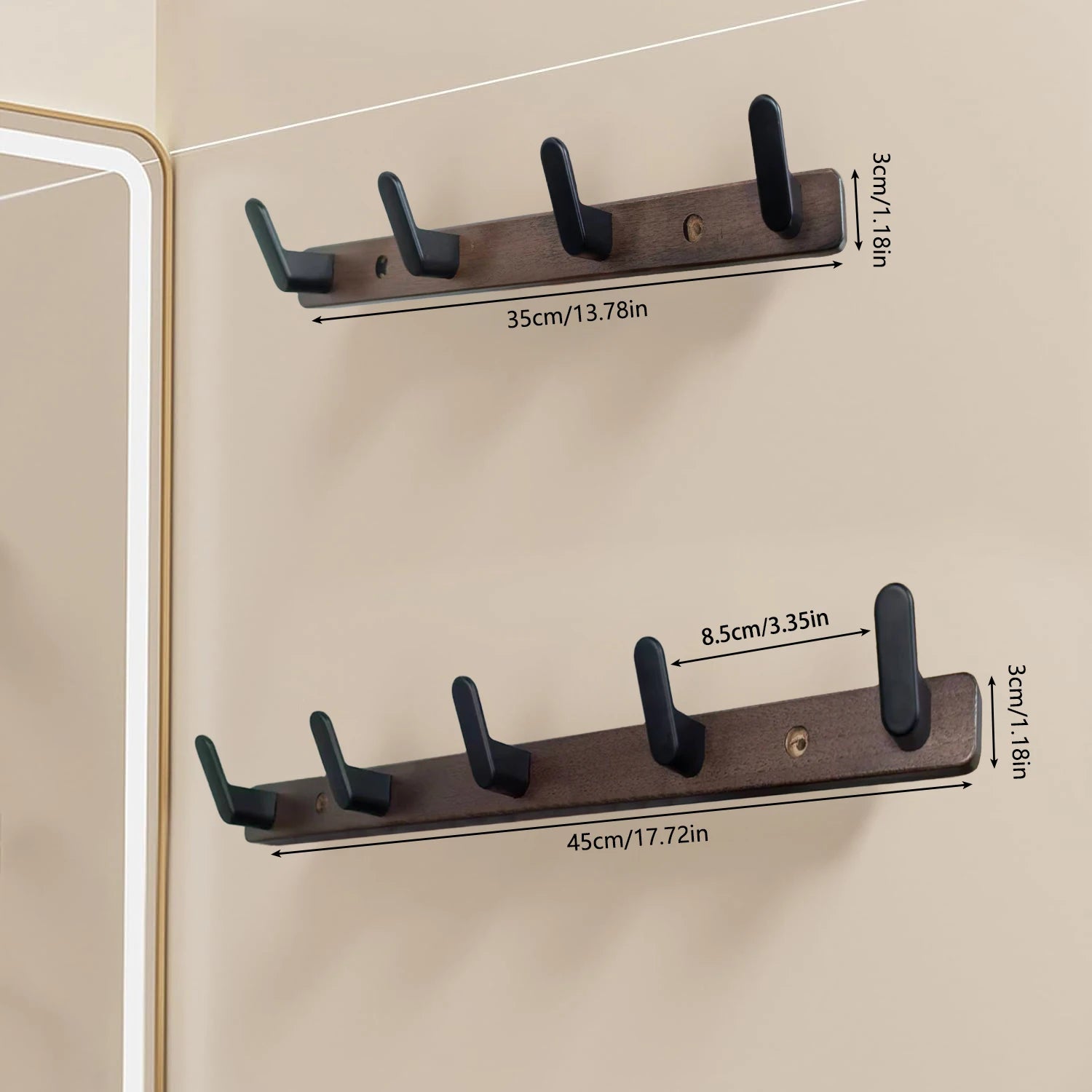 Walnut Wall Mounted Coat Rack Fitting Room Wall Hooks Hanger Hat Hook
